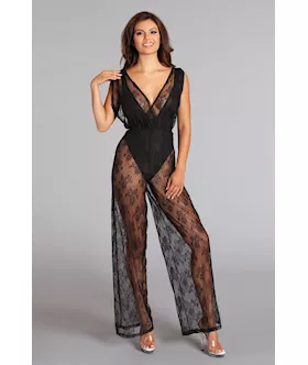 Groaned Jump - Lace Overlay Jumpsuit And Bodysuit