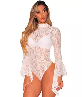 Lace Bodysuit With Bell Sleeves
