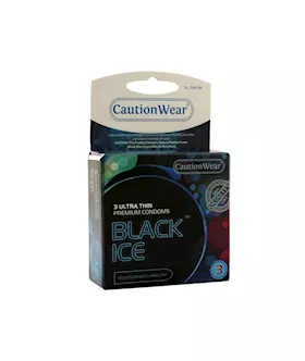 Caution Wear Black Ice Condoms 3 Pack