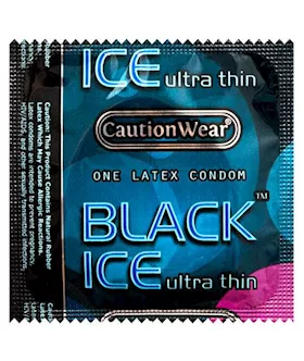 Caution Wear Black Ice Condoms - 1000 Pack