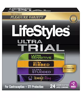 Lifestyles Ultra Trial 24 Plus 2 Condoms With Two Vibrating Rings