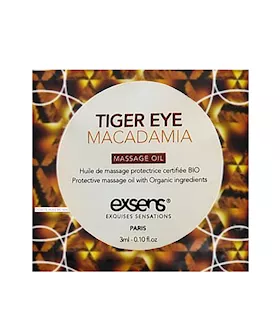 Organic Massage Oil With Stones Sachet - Tiger Eye Macadamia