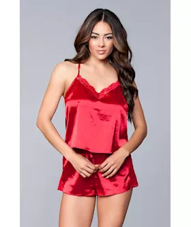TwoPiece Relaxed Fit Satin Cami and Short Set  3X4X