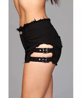 Buckled Down Denim Shorts - L