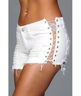 Looped In Distressed Denim Shorts