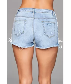 Looped In Distressed Denim Shorts
