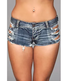 Shredded Denim Shorts 