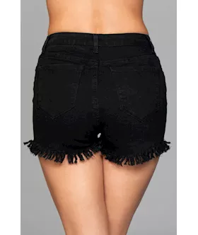 High Waisted Fringed Button Shorts