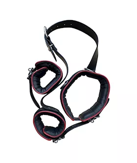 Bound X Wide Leather Cuff And Collar Set