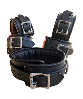 Bound X 5 Piece Heavy Duty Padded Leather Cuff And Collar Set