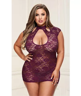 Lace Keyhole Mini Dress 