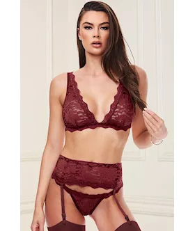 3 Piece Show Me Bra Garter G-string Set
