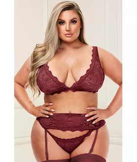 3 Piece Show Me Bra Garter G-string Set
