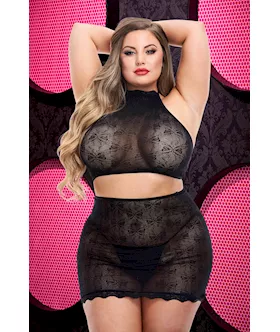 Jacquard Crop Top and Skirt Set