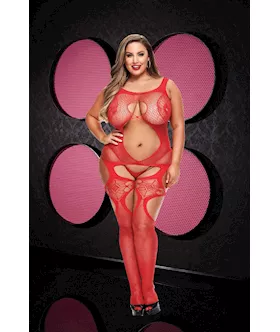 Open Front Lace Bodystocking 