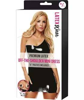 Premium Latex Over The Shoulder Mini Dress - S/m