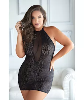 Leopard And Mesh Halter Dress