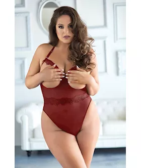 Mesh And Eyelash Lace Open Teddy