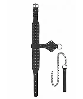 Ouch! Skulls And Bones - Neck Chain With Spikes & Leash 