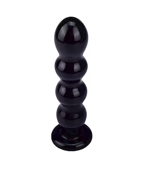 Black Glass Beaded Butt Plug