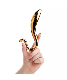 Lucent Aura Gold Glass Butt Plug