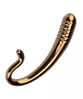 Lucent Curvy Gold Glass Butt Plug