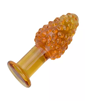 Bubbled Gold Glass Butt Plug