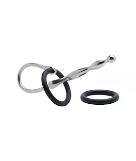 Kink Range Stainless Steel with Silicone Ring Tapered Penis Plug