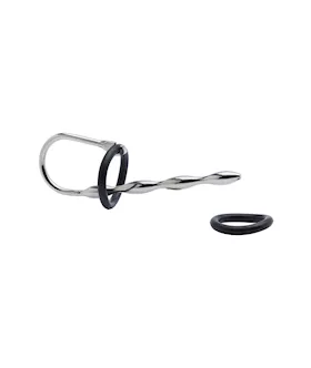 Kink Range Stainless Steel with Silicone Ring Beaded Penis Plug