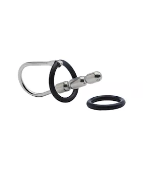Kink Range Stainless Steel with Silicone Ring Bead Penis Plug