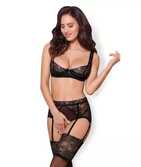 Obsessive Embrace - Bra And Garter Belt Set