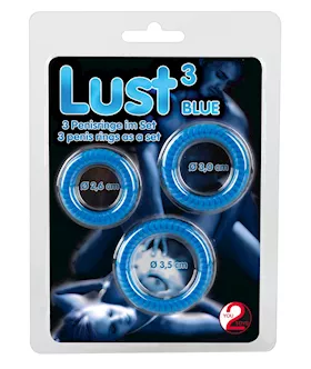 Lust 3 Cock Rings Blue