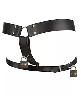 Leather Mens Chastity String 