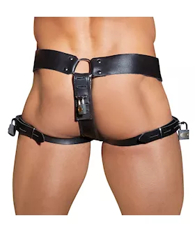 Leather Mens Chastity String 