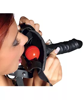 Leather Head Harness With Dildo