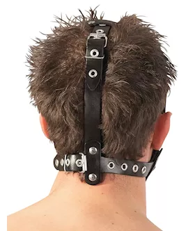Leather Head Harness With Dildo