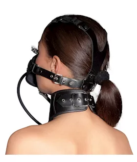 Leather Head Mask And Gag