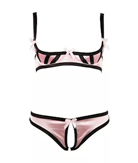 Cottelli Collection Rose Shelf Bra Crotchless Lingerie