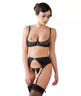 Rhinestone Shelf Bra Set