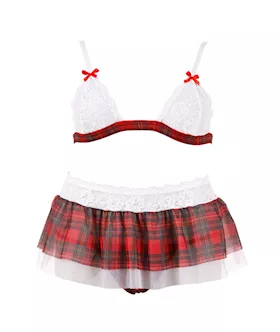Cottelli Collection Naughty Schoolgirl Crotchless Lingerie