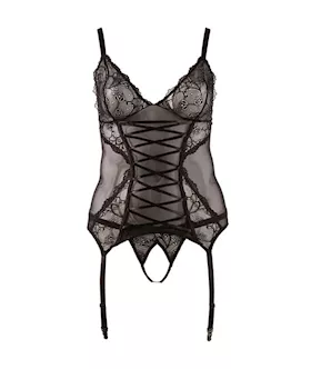 Cottelli Collection Plus Nightlife Crotchless Basque Set