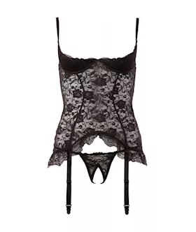 Cottelli Collection On Display Shelf Bra Crotchless Basque Set