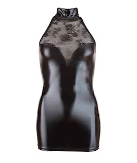 Wetlook Dress With Lace Insert