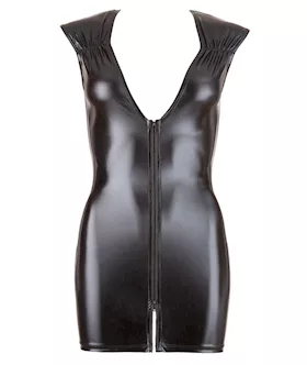Wetlook Dress With 2-way Zip
