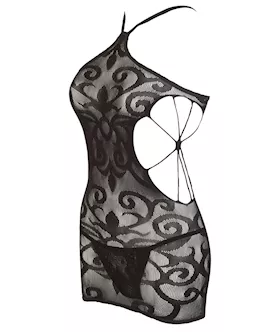 Elastic Mesh Mini Dress