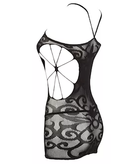 Elastic Mesh Mini Dress