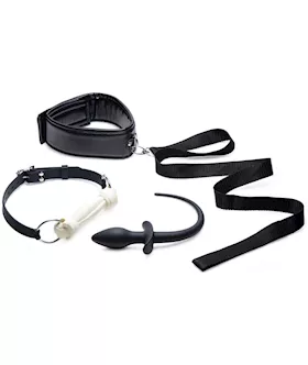 Tailz Puppy Play Set  Silicone Bone Gag Tail Anal Plug and Collar