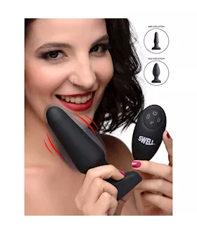 Swell Remote Control Inflatable 10x Vibrating Silicone Anal Plug - 5.5 Inch