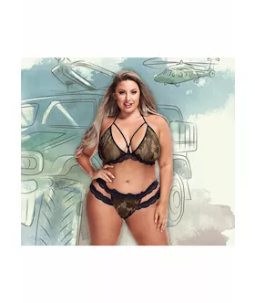 CrissCross Mesh and Lace Army Girl