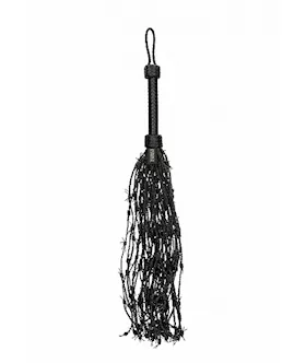 Leather Barbed Wire Flogger- Black